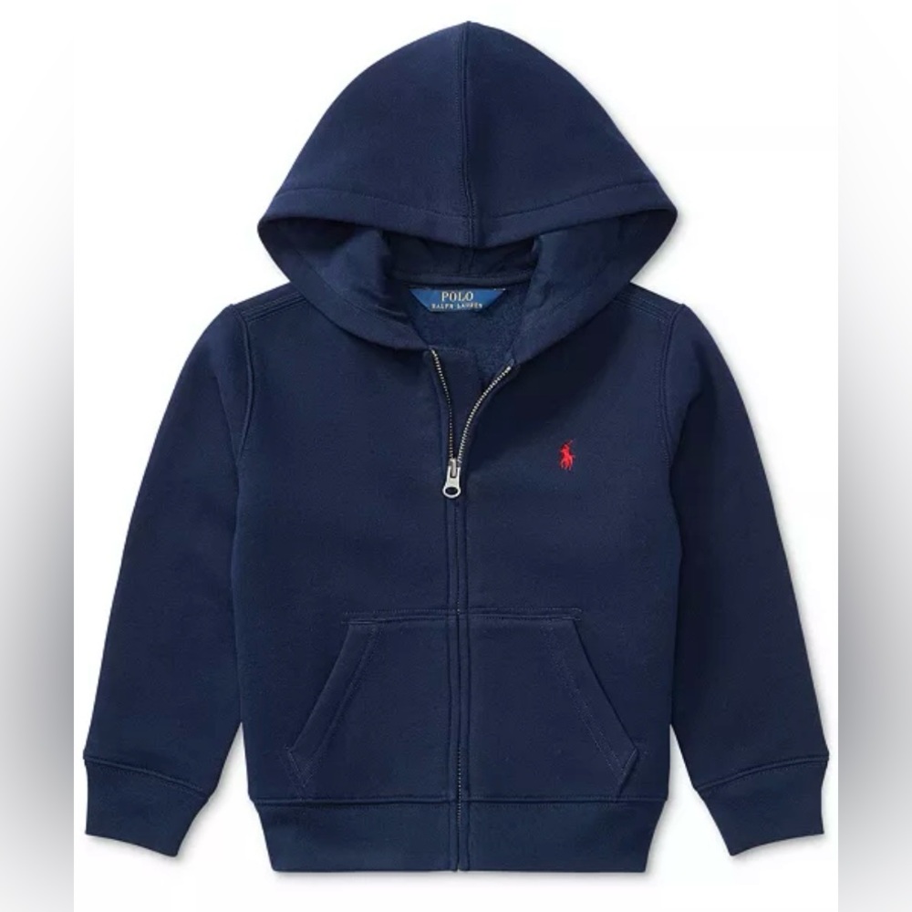 Polo Ralph Lauren Boy’s Sz 7 Cruise Navy Cotton Fleece Full Zip Hoodie Jacket‎